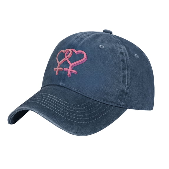 ZICANCN Pink Hearts Cross Under The Point Adjustable Baseball Cap Women , Hats for Men Adult Washed Cotton Denim Baseball Caps Fashion