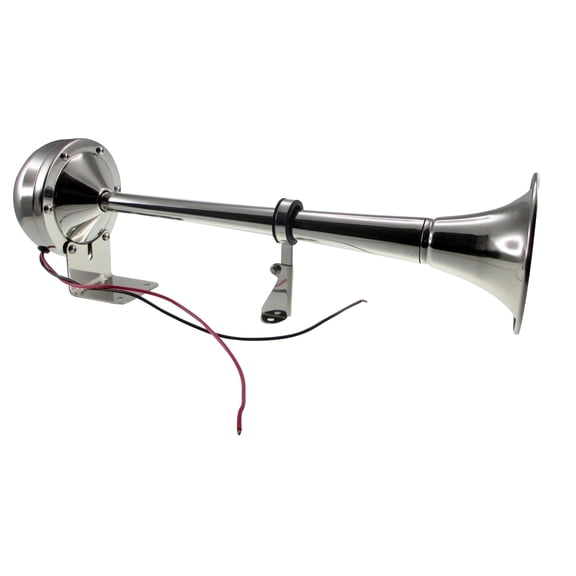 Pactrade Marine Boat Auto Stainless Steel Single Trumpet Horn Complete Set 12V