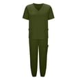 thumbnail image 7 of Afelkas Women's Scrub Set V-Neck Top and Jogger Pants Uniform 2 Piece Outfit Soft Stretch Workwear Medical Nursing Suit Pockets Army Green,XXL, 7 of 7