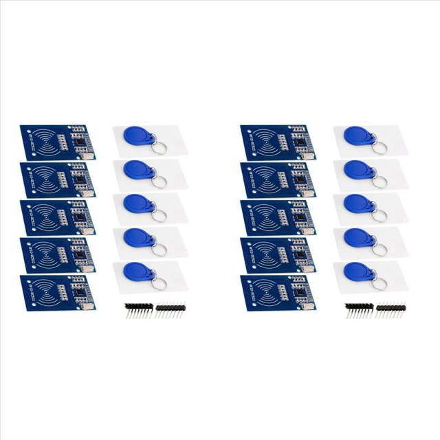 10x Kit RFID con Lector, Chip y Tarjeta 13.56 MHz SPI Compatible con y