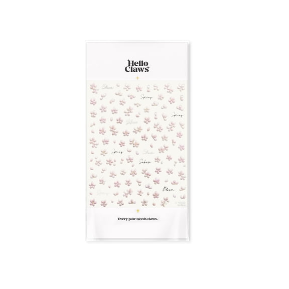 Hello Claws Pink Cherry Blossom Jelly Nail Deco, 1 Sheet Nail Art Sticker Pack