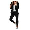 thumbnail image 1 of Ladies Work Suit Solid Color Blazer Comfy Loose Blouse Button Down Pockets Jacket V Neck Cardigan Single Breasted Outwear, 1 of 6