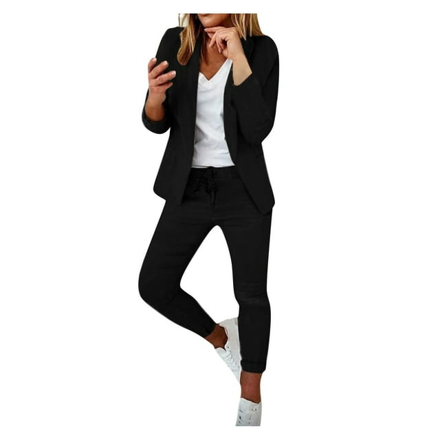 Women Workoffice Suit Button Down Fitted Outwear V Neck Cardigan Pockets Professional Overcoat Single Breasted Fashion Jacket Solid Color Blazer