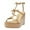 Wheat, variant on FSJ Women Elegant Bowknot Platform Wedge High Heels Sandals Open Toe Gladiator T-strap Summer Walking Dressy Shoes Size 8 Wheat