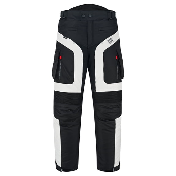 TourPro Men’s Waterproof Motorcycle Riding Pants – 600D Cordura Textile, CE Knee Armor, Removable Thermal Liner, Air Vent Zippers, Cargo Pockets Grey Size-34W-32L Inseam