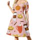 thumbnail image 1 of Vestido de manga corta rosa con especias de calabaza, vestidos de fiesta 2025, vestidos de verano para mujer 2025., 1 of 7