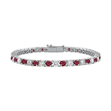 Love Bright July Birthstone Ruby And Diamond Tennis Bracelet In July Birthstone Ruby And Diamond Tennis Bracelet In 14k White Gold 1 50 Ct Tgw