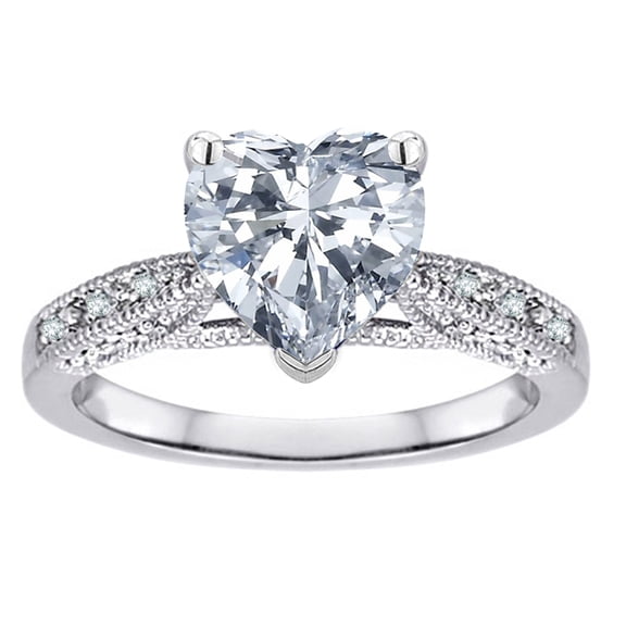 Star K� Heart Shape 8mm Genuine White Topaz Antique Vintage Style Solitaire Engagement Promise Ring