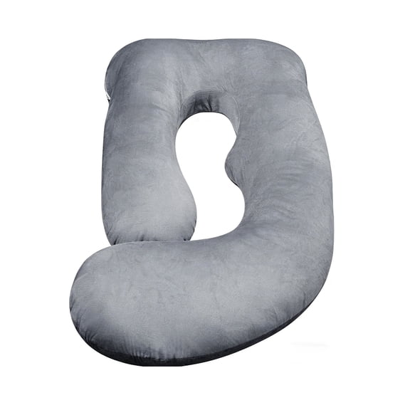 AFGFUF J-Shaped Pregnancy Pillow, 63" x 19.6" Full Body Maternity Support Pillow for Back, Hip & Belly Relief, Grey
