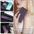 thumbnail image 3 of ELEHOLD Case for Samsung Galaxy A16 5G, Flower Embossed Flip Leather Wallet Phone Case with 3 Card Slots & Wrist Strap,Darkpurple, 3 of 8