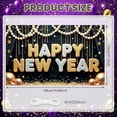 thumbnail image 2 of Gold Silver Happy New Year Banner Star Decor New Year Display Pearl Beads Shiny Sequins Festive Backdrop for New Year Party Holiday Celebration Indoor Decoration, 2 of 9