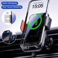 thumbnail image 1 of VTIN One Touch Rotating Wireless Car Charger Mount, 15W Fast Charging, Auto-Clamping 360 Rotating, Built-in Battery, Air Vent Phone Holder for Hands-Free Driving, 1 of 1