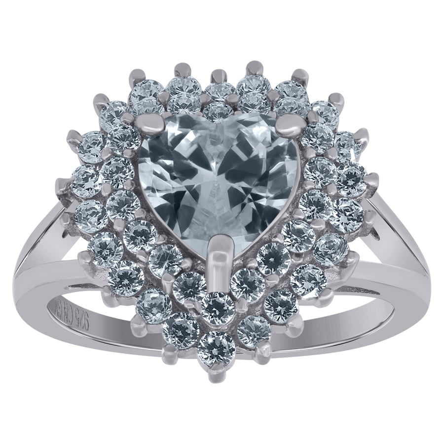 Sterling Silver Ladies Love Ring Simulated Diamonds