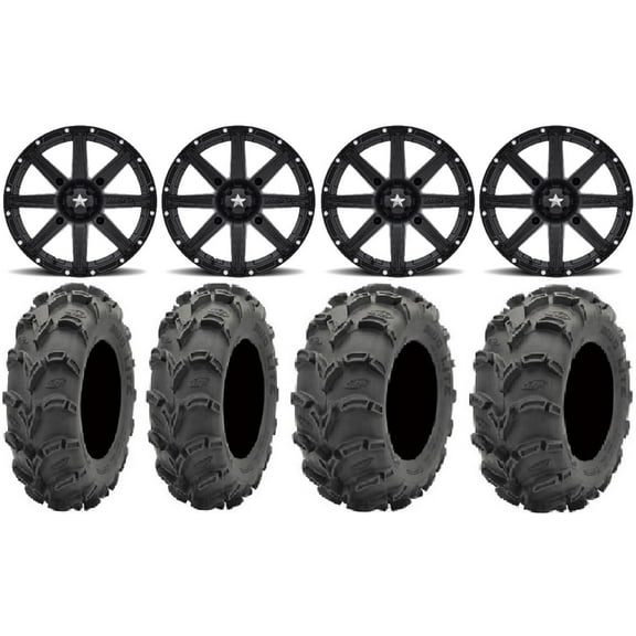 MSA Black Clutch 12" ATV Wheels 27" Mud Lite XL Tires Sportsman RZR Ranger