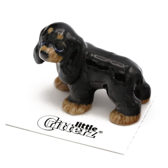 Little Critterz Cocker Spaniel “Teddy” Miniature Porcelain Figurine, Hand-Painted Collectible Dog Animal Statue, Pet Home Décor Display Piece, Gift for Dog Lovers and Collectors