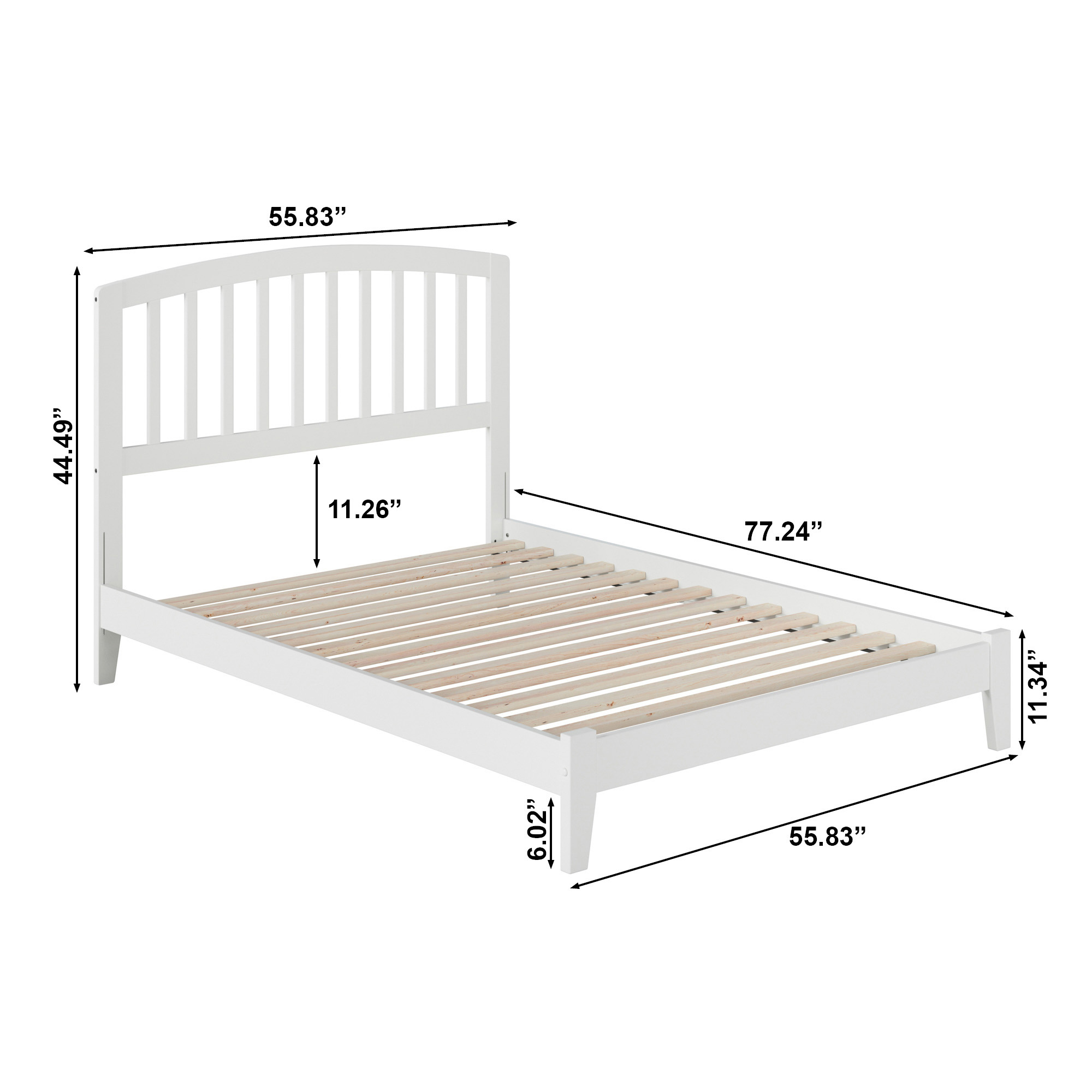 AFI Richmond Full Low Profile Wood Platform Bed, White