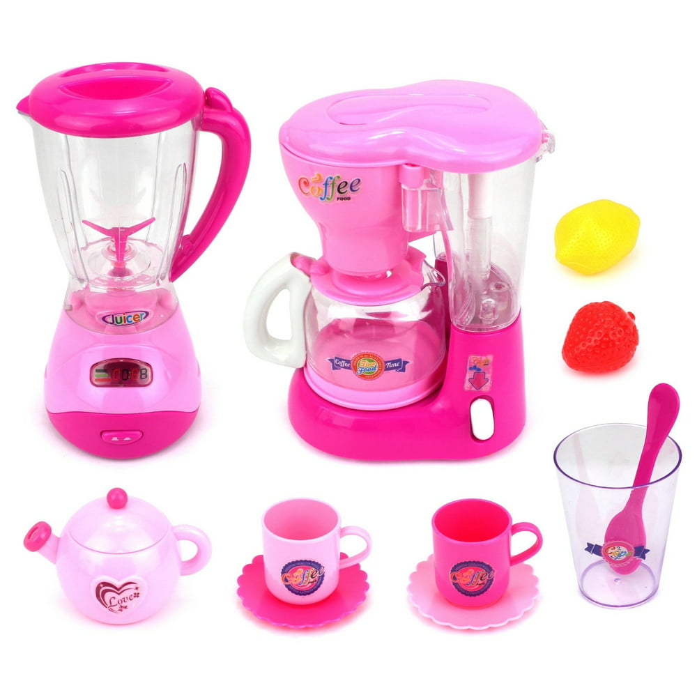 Mini Dream Kitchen 2 Pretend Play Toy Kitchen Appliances Playset w/ Blender, Coffee Machine
