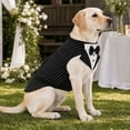 thumbnail image 4 of Dog Tuxedo Suit Formal Wedding Bandana Collar with Bow Tie,Adjustable Pet Costume Vest with Leash D-Ring for Party and Photoshoot,Size M, 4 of 4