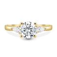 thumbnail image 2 of ESTE ORIGIN 1.50Ct Round Cut Lab-Grown Diamond Trilogy Engagement Ring – Trellis Setting & Pear Side Stones in 14K Yellow Gold for Women, 2 of 7