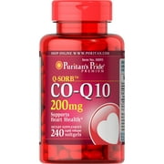 Puritans Pride QSORB CoQ10 200 mg Supplement for Heart Health Support** Important for Statin Medication Users 240 Rapid Release Softgels