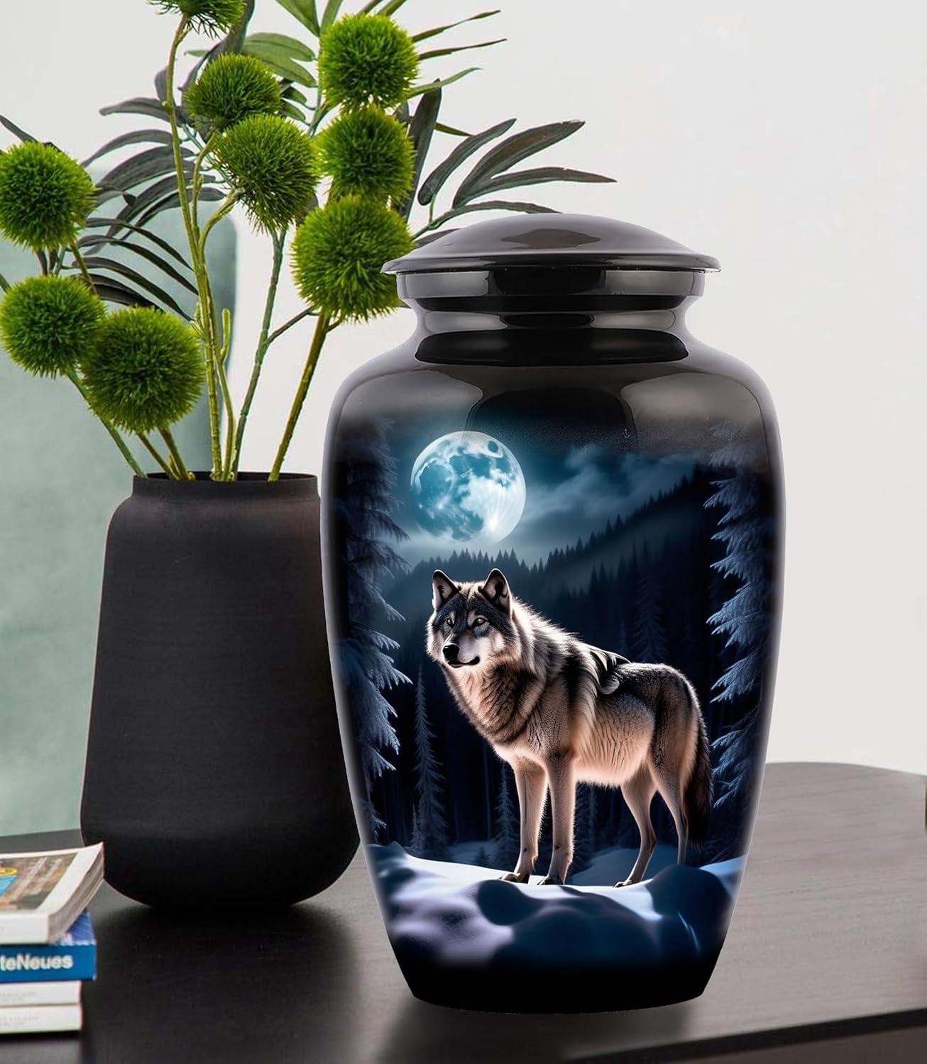 Wolf urn, Wolf Night urn  Forever Adult Cremation Urns for Ashes- Adult Classic Wolves Pictured Cremation Urn for Human Ashes,
