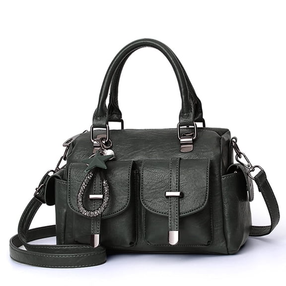 Satchel Handbags for Women Crossbody Tote Bags Medium Purse Top Handle Vegan Leather Shoulder Bag with Pendant
