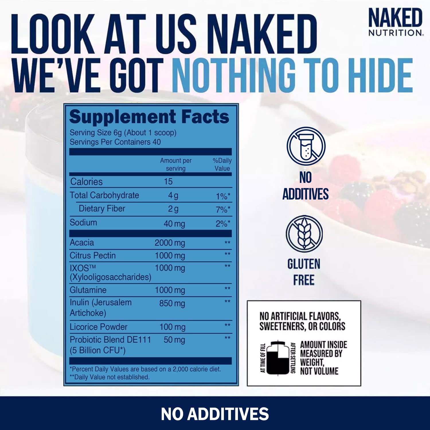 Naked Gut - Daily Gut Health Supplement - Natural Gut Health Powder For Gut Cleanse, Digestive Support, Gmo-Free, Soy-Free, Certified Gluten-Free, Vegan And Hypoallergenic, 40 Servings