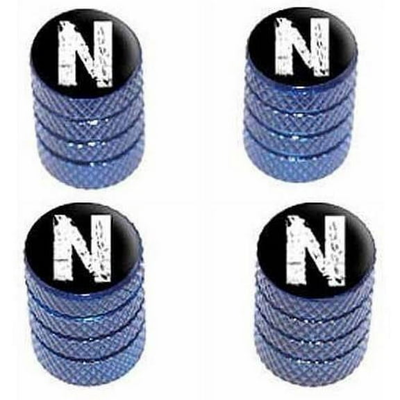 N Letter Distressed Tire Rim Wheel Aluminum Valve Stem Caps, Multiple Colors