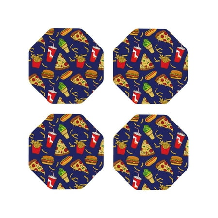 

Drink Coasters Set of 4 Cute Food Green Ice Cream Leather Coasters for Coffee Table Protector Heat Resistant Cute Coasters for Home Decor Housewarming Gifts Bar Kitchen 4 Inch Octagon