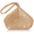 thumbnail image 1 of XINQIHANG Portefeuille Triangle pour Femmes avec Strass, Pochette de Soirée, Or, Grand, 1 of 5