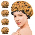thumbnail image 7 of Shower Caps,Halloween Witch Hat Pattern Waterproof Shower Cap for Women 4 Pieces,Double Reusable Hair Cover for Shower PEVA Elastic Stretch Hem, 7 of 7