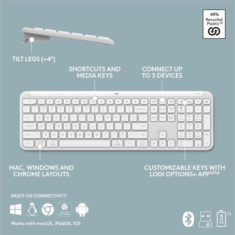 Logitech Signature Slim K950 Wireless Keyboard, Sleek Design