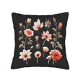 thumbnail image 4 of Set of 2 18x18in Throw Pillow Covers - Elegant Black Floral Design with Pink & Peach Roses Perfect for Couch Bed or Car Decor, 4 of 8