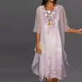 thumbnail image 2 of JURANMO Womens Flowy Floral Dresses with Jacket 2 Piece Sets 3/4 Sleeve Sheer Chiffon Summer Cocktail Wedding Guest Dress Holiday Outfits Pink XL Lightning Sales Today, 2 of 9