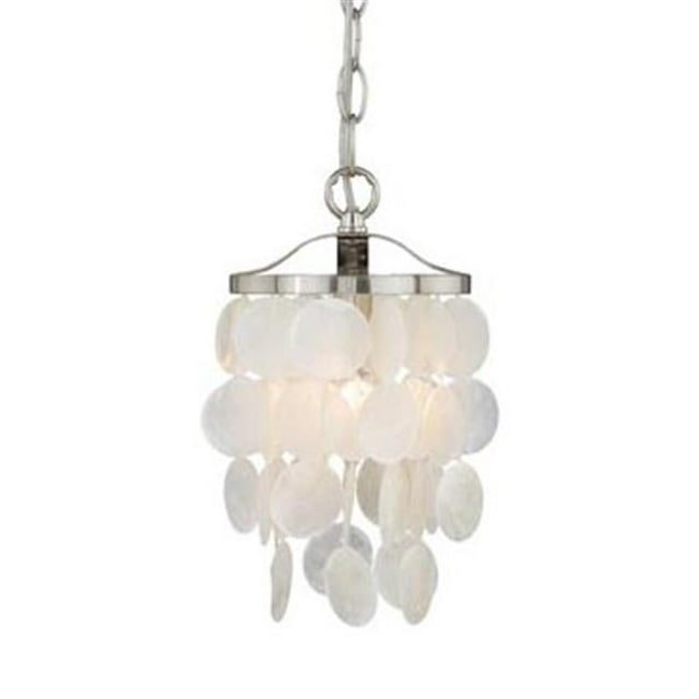 Vaxcel International P0141 Elsa Capiz Shell 5 in. Mini Pendant - Satin Nickel