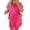 Hot Pink, variant on Women's 2 Piece Set, Drop Shoulder T-Shirt and Skort with Built-in Shorts, Color Block Casual Outfit, Athletic Skort Set for Summer Loungewear, Beach Vacation, Travel and Daily Wear-Black