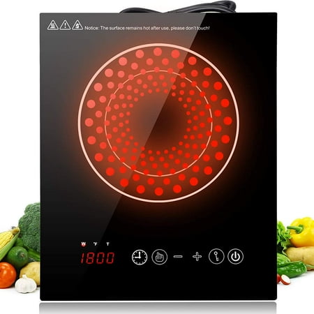 - Zeny 1800W UltraThin Full Glass Top Portable Sensor Touch Induction Cooktop Countertop Burner, Black, 12.2