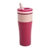 Tasty Double Wall Stainless Steel Insulated Tumbler with Built-In Straw Lid, 20 Ounce, Pink/Dark Pink