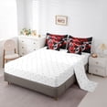 thumbnail image 5 of Homewish Abstract Geometric 7-Piece Twin Bedding Sets,Red Black Gray Bedding Comforter Set,Striped Circular Aesthetic Sheet Sets For Men Women,Ultra Soft Home Decor Reversible, 5 of 8