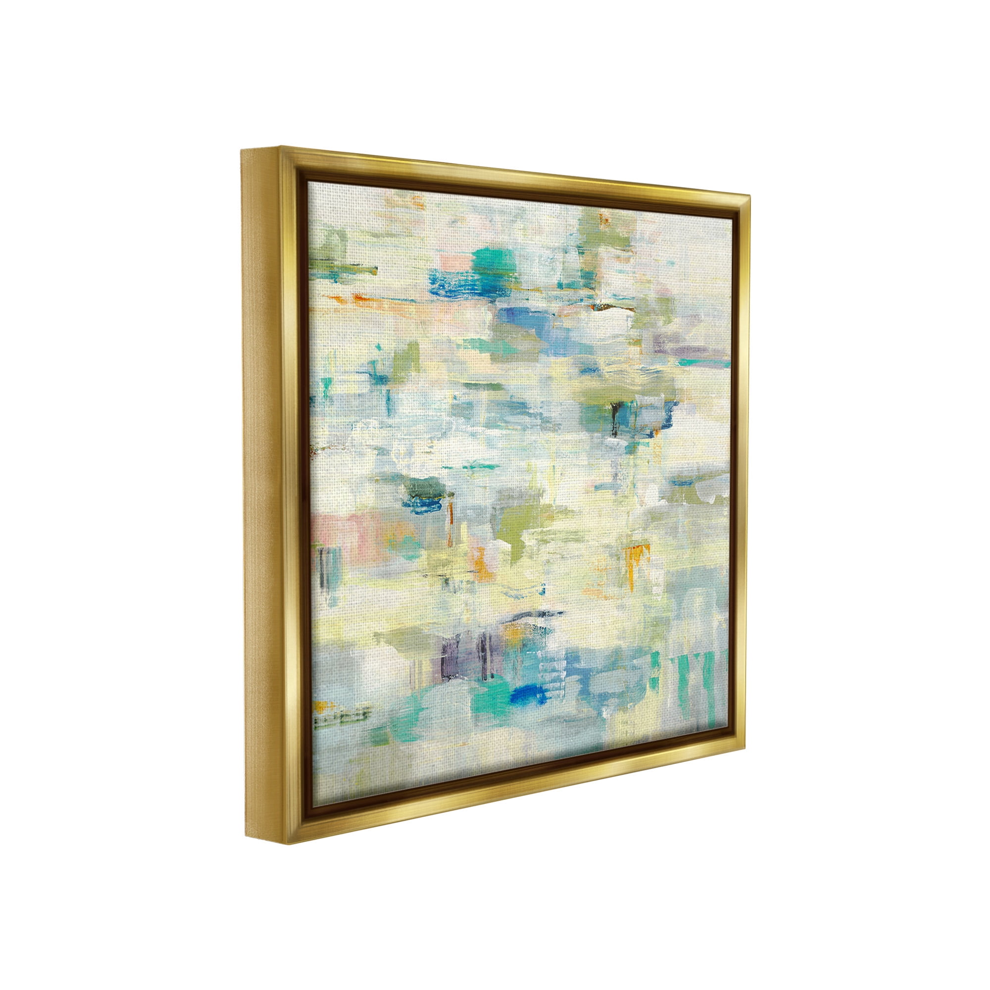 Stupell Industries Fluid Abstract Pattern Abstract Painting Gold Floater Framed Canvas Art Print Wall Art, 18 x 18