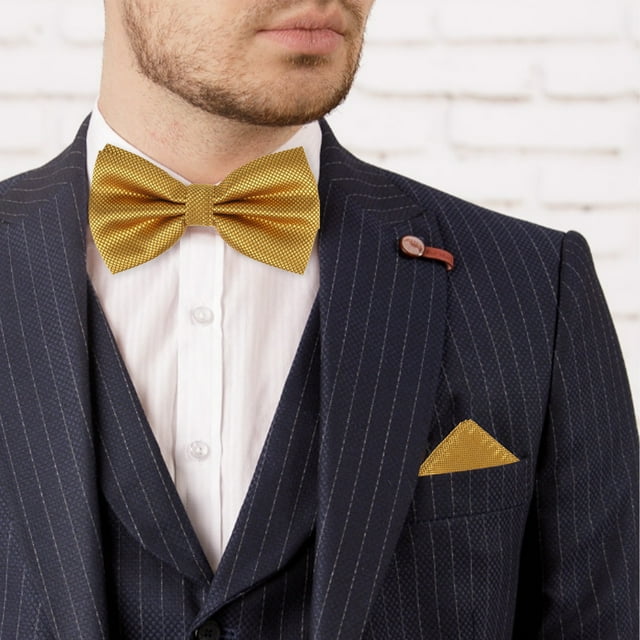 Sonducket Destaca en bodas Conjunto de pajarita y pañuelo preatados para boda para hombre Pajarita para hombre con bolsillo Accesorios de disfraces XGZ-16 Oro amarillo
