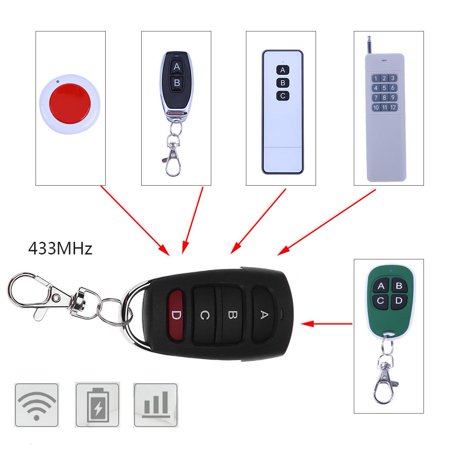 Jinveno Universal 4 Channel 433MHz Wireless RF Remote Control ...