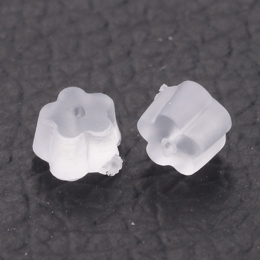 Plastic Ear Nuts Earring Backs White 4x2.5mm Hole: 0.7mm