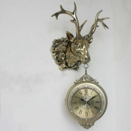 Retro European Double-Sided Deer Head Wall Clock Retro European Double-Sided Deer Head Wall Clock