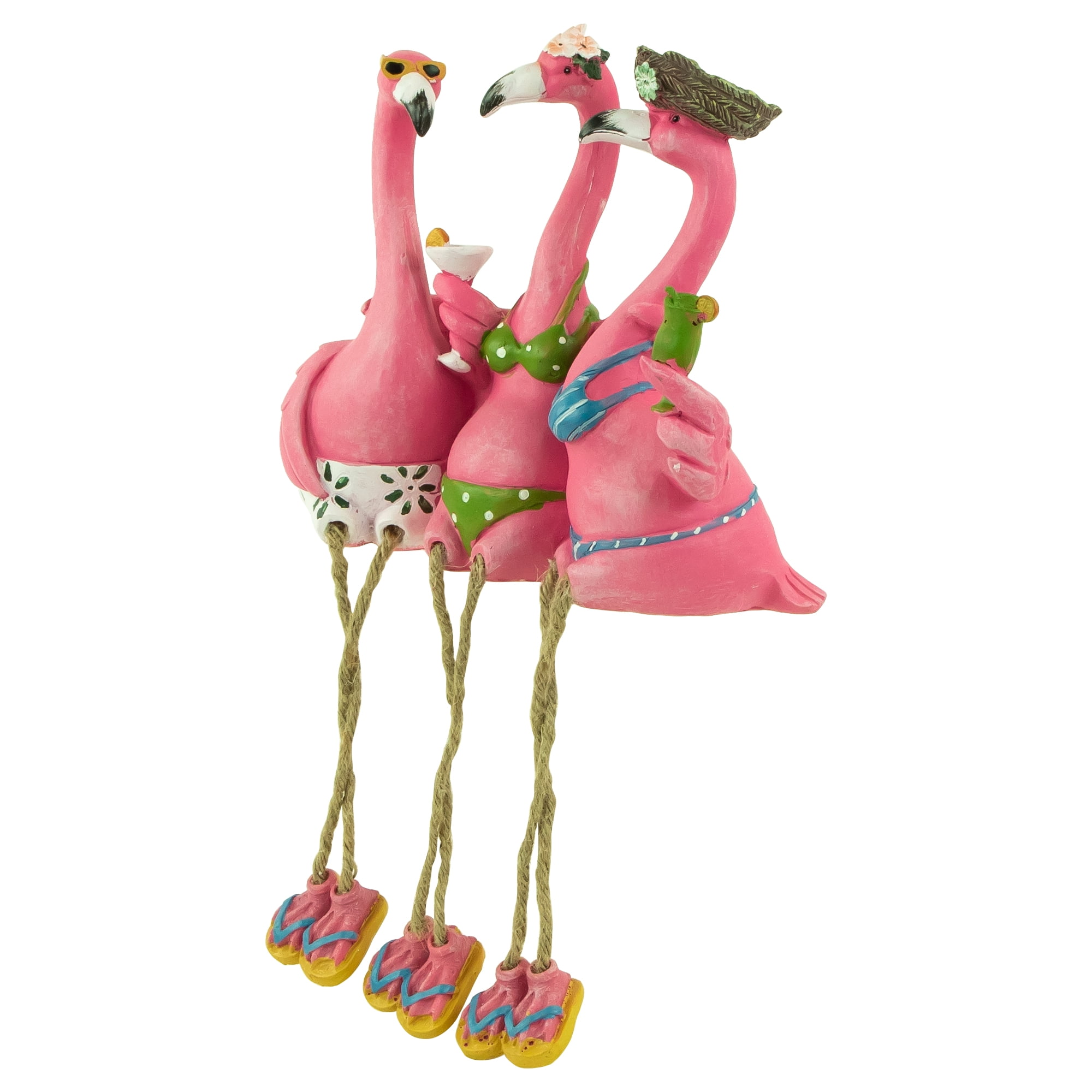 13" The Three Amigos Flamingo Outdoor Garden Statue