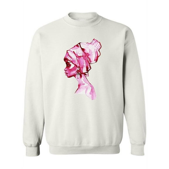 African Woman Portrait Pink Sweatshirt Women -Image by Shutterstock, Female 4X-Large
