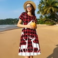 thumbnail image 4 of Balery Christmas Buffalo Plaid Pattern Womens Dresses Loose Short sleeve Sundresses Swimsuit Coverup 2025 Summer Casual Dress for Women - A-Line Swing Dress, 4 of 6