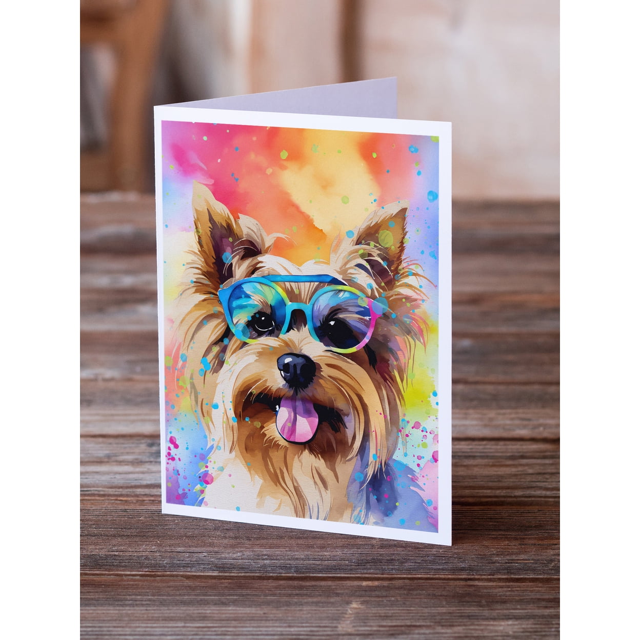 Yorkshire Terrier Hippie Dawg Greeting Cards Pack of 8 7 in x 5 in