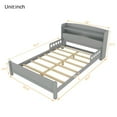 thumbnail image 3 of Kids Full Size Bed Frame with Pine Wood Bookcase Headboard, LED Motion Sensor Night Light & 2 Adjustable Guardrails, No Box Spring Required, Grey, 3 of 9
