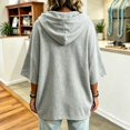thumbnail image 5 of Textilo Women Pullover Sweaters 3/4 Batwing Sleeve Drawstring Hoodies Hooded Solid Color Pullover Tops Lightweight Y2k Casual 2026 Fall Winter Top,Gray XL, 5 of 6